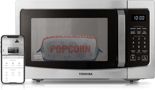 Smart Microwave Oven with Sensor Reheat, 1.3 Cu.Ft, 1100W | Works with Alexa & App Remote Control, Mute Function, ECO Mode, 12.4" Turntable, Stainless Steel1