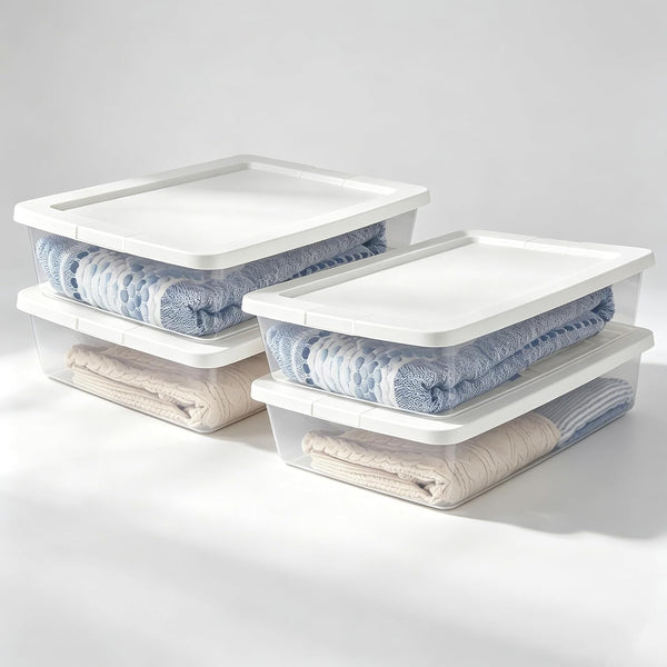 28 Quart Clear Storage Bins, 4-Pack Stackable under Bed Container1