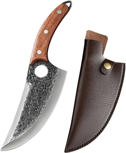 Meat Cleaver, 7.1 Inch Hand Forged Knife High Carbon Clad Steel Meat Fish Vegetables Butcher Boning Cleaver Viking Knife with Cover1