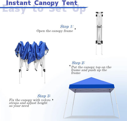10X10Ft Slant Leg Pop up Canopy Tent, Portable Outdoor Shelter | 10X10Ft Base 8X8Ft Top, Adjustable Heights, Instant Shelter with Carrying Bag for Patio Deck Garden and Beach3