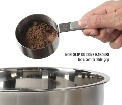 Calphalon Prime Measuring Cups, 4-Piece Stainless Steel Measuring Cup Set with Taupe Silicone Handles, Accurate Kitchen Measuring Tools for Dry & Liquid Ingredients7
