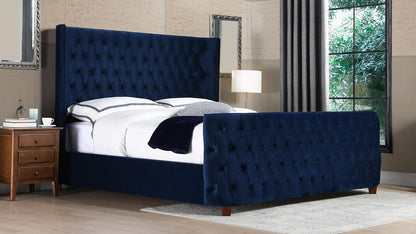 Jennifer Taylor Home Harmonie King Tufted Panel Bed Headboard and Footboard Set, Navy Blue Velvet3