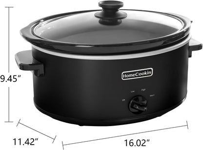 7 Quart Slow Cooker Oval Manual Pot Food Warmer with 3 Cooking Settings, Black Stainless Steel4