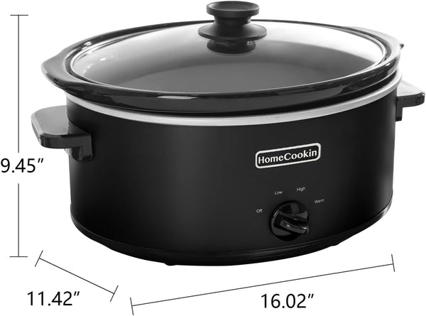 7 Quart Slow Cooker Oval Manual Pot Food Warmer with 3 Cooking Settings, Black Stainless Steel4