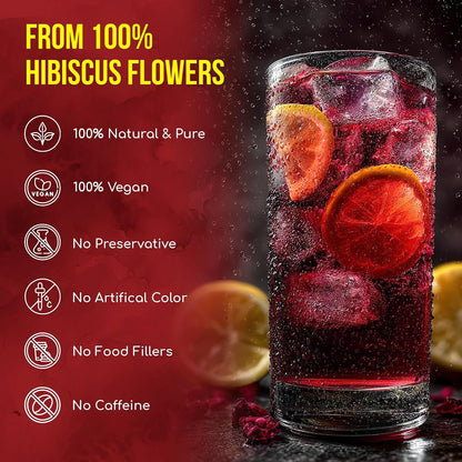 , 140 Bags Hibiscus Flowers Tea, 100% Natural and Pure. Loose Flower Hibiscus Herbal Tea. Hibiscus Flower Tea. No Sugar, No Caffeine, No Gluten, Vegan.3