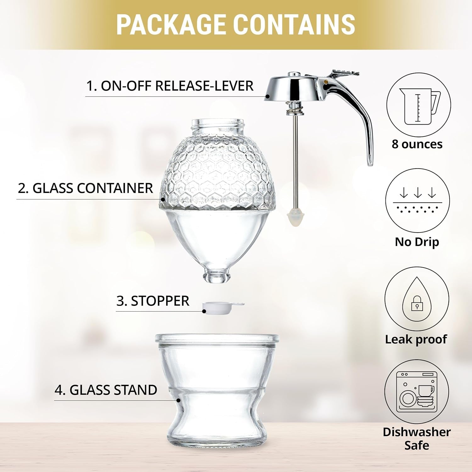 stainless-steel-shaft-honey-and-maple-syrup-dispenser-no-drip-glass-honeycomb-jar-with-stand-8-oz-syrup-pot-silver-plastic-top