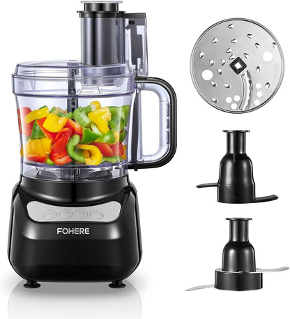 Food Processor, 12 Cup, 2-In-1 Feed Chute Food Chopper & Meat Grinder, 500 Watt Motor, BPA Free, Stainless Steel, Procesador De Alimentos for Mincing, Dicing, Shredding, Puree & Kneading Dough1