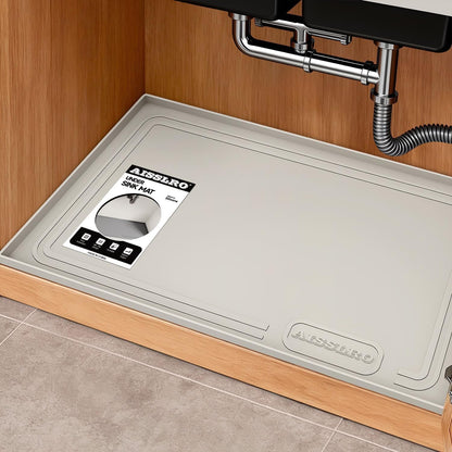 Under Sink Mat 34" X 22", Waterproof Silicone Cabinet Kitchen Liner, Beige1