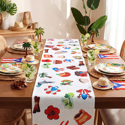 3 Pcs 13" X 72" Puerto Rico Table Runners Rican Birthday Party Supplies Linen Table Runners Decoration for 250Th Anniversary Pr Festivals Patriotic Dining Room Home Kitchen Island Decor3