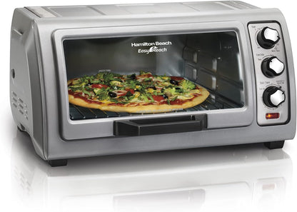 6-Slice Countertop Toaster Oven with Easy Reach Roll-Top Door, Bake Pan, Silver (31127D) & (76606ZA) Smooth Touch Electric Automatic Can Opener with Easy Push down Lever2