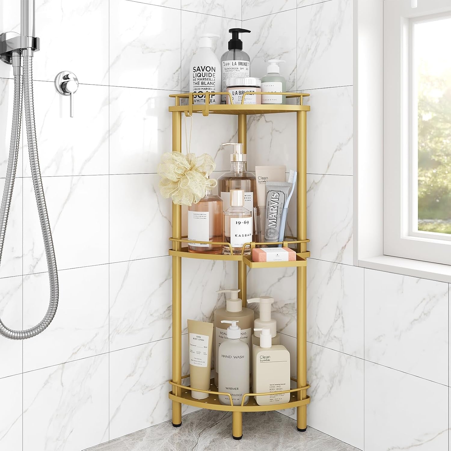 corner-shower-caddy-standing-3-tier-metal-shower-organizer-gold