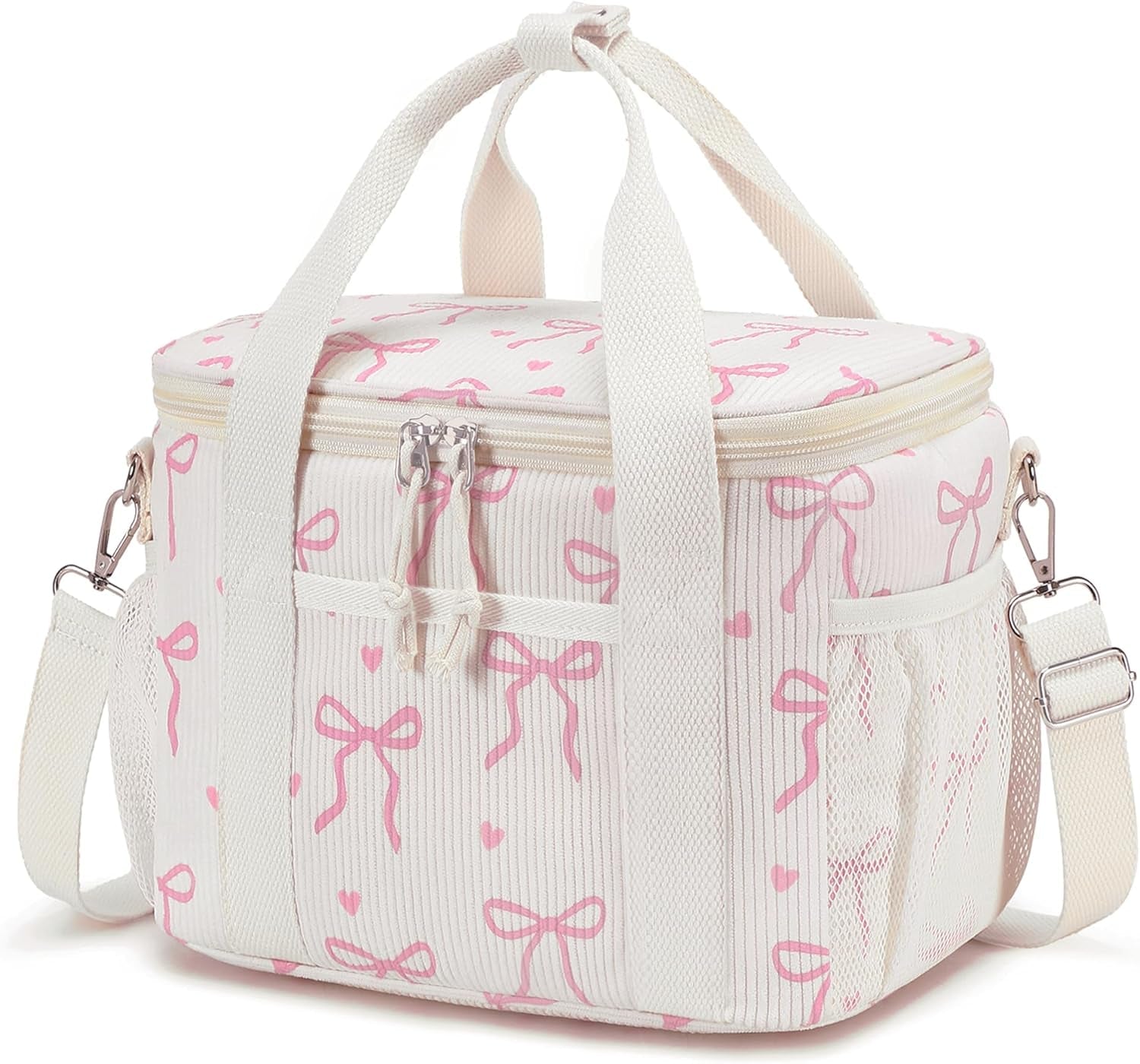lunch-box-for-women-and-girls-9-4l-insulated-corduroy-leakproof-lunch-tote-bag-with-wide-opening-multiple-pockets-and-adjustable-shoulder-strap-for-work-school-picnic-and-travel-beige-bow
