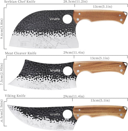 Butcher Knife Set, Hand Forged Kitchen Knife Set for Home,Bbq, and Camping2