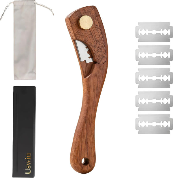 Bread Lamb Dough Scoring Tool, Wooden Sourdough Scorer Tool with 5 Blades, 100% Walnut Wood Scoring Knife for Bread Baking & Sourdough Baking(Gift Box)1