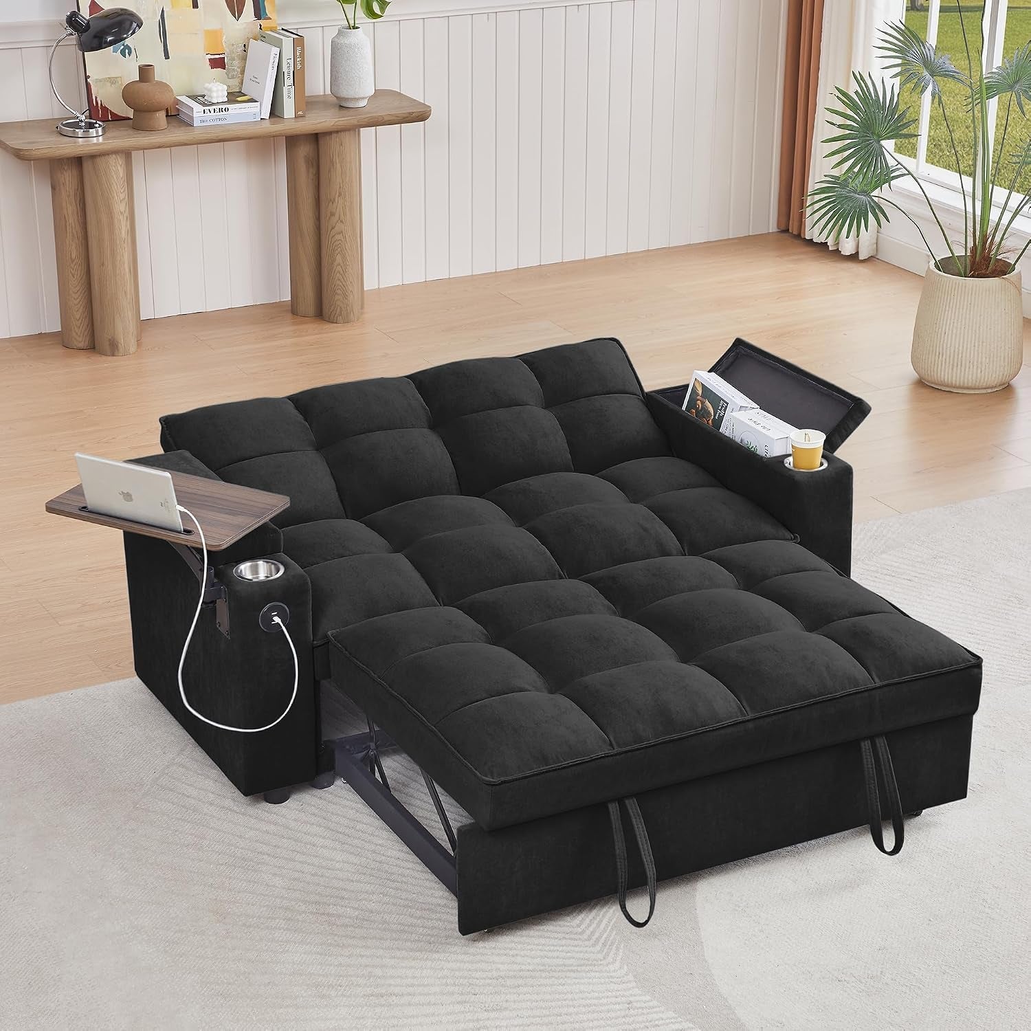 65-3-in-1-folding-convertible-sofa-bed-pullout-sofa-modern-chenille-fabric-360-swivel-side-table-easy-assembly-perfect-for-living-room-black