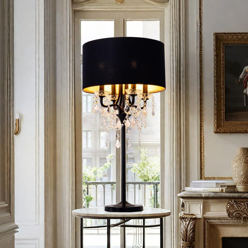 drum-shade-black-crystal-table-lamp-4-light-black-gold-shade-table-lamp-candle-base-table-light-for-living-room-bedroom-reading-room-hallway-corridor