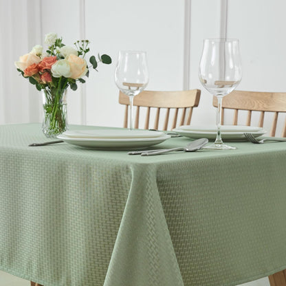Rectangle Tablecloth Weaved Pattern Waterproof Spillproof Wrinkle Free Table Cloth, Kitchen Dining Tabletop Decoration, Fabric Table Cover for Holiday Parties, 52 X 70 Inch, Sage Green1