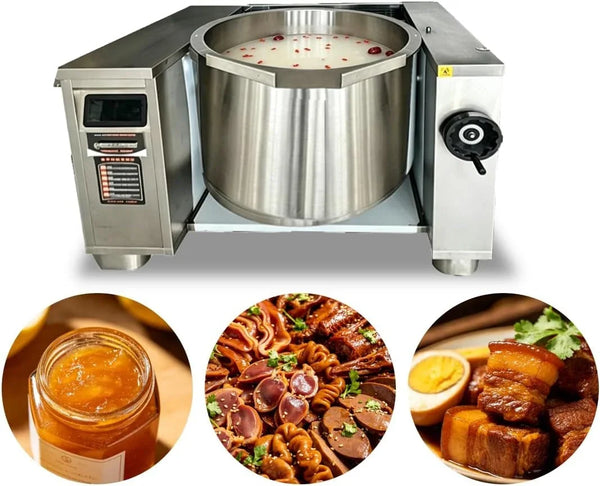 200L Commercial Tilting Induction Skillet, 25KW High Power Stir Fry Wok, 800Mm Diameter 420Mm Depth, Full Stainless Steel & Cast Iron, Heavy Duty for Restaurant Central Kitchen Food Processing8