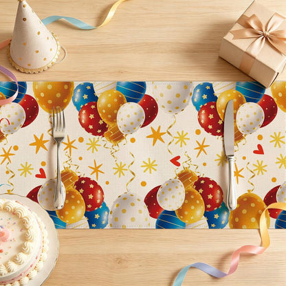 Colorful Balloons Happy Birthday Table Runner,13X72 Inch4