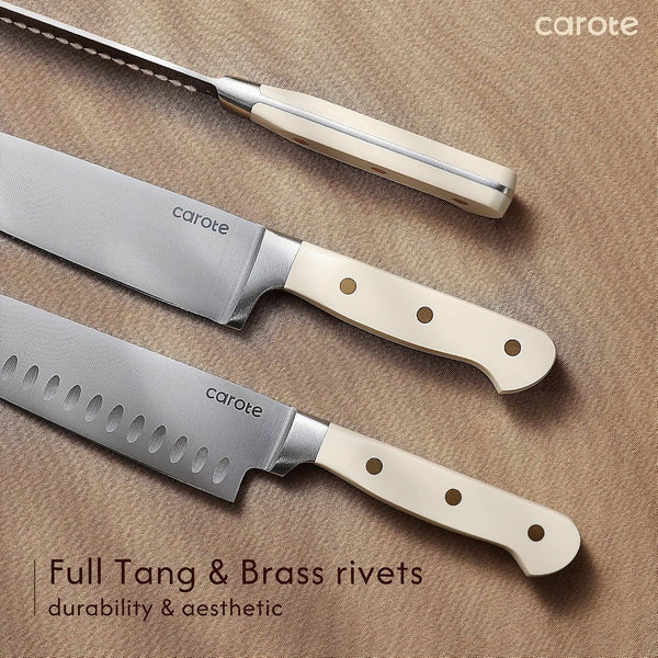 11-Piece Kitchen Knife Set with Magnetic Wood Block, Beige5