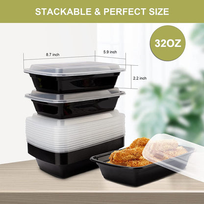 15 Pack- Meal Prep Containers 32Oz, Plastic Food Prep Containers Reusable, Leakproof to Go Food Containers with Lids, Bpa-Free, Microwave/Dishwasher/Freezer Safe6