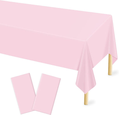2 Pcs Light Pink Plastic Tablecloth for Rectangle Table, 54 × 108 Inches Disposable Pink Party Table Covers for Gril Birthday, Wedding, Baby Shower, Mermaid Party Decoration1