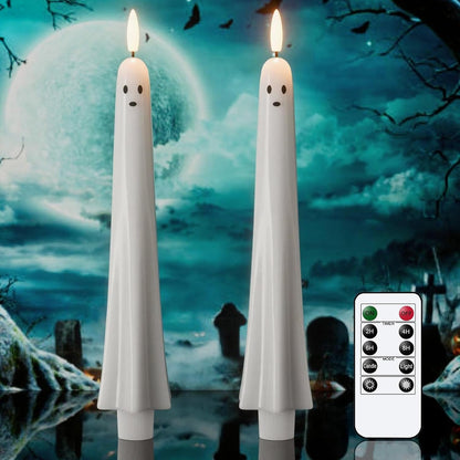 Ghost Halloween Flameless Taper Candles with Remote and Timer1