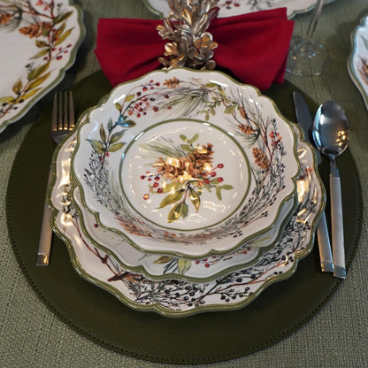 Winter Forest 12 Pc Dinnerware Set, Service for 45