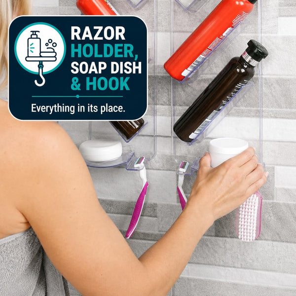 Adhesive Rustproof Shower Caddy, No Drill, Easy Clean Shelves5