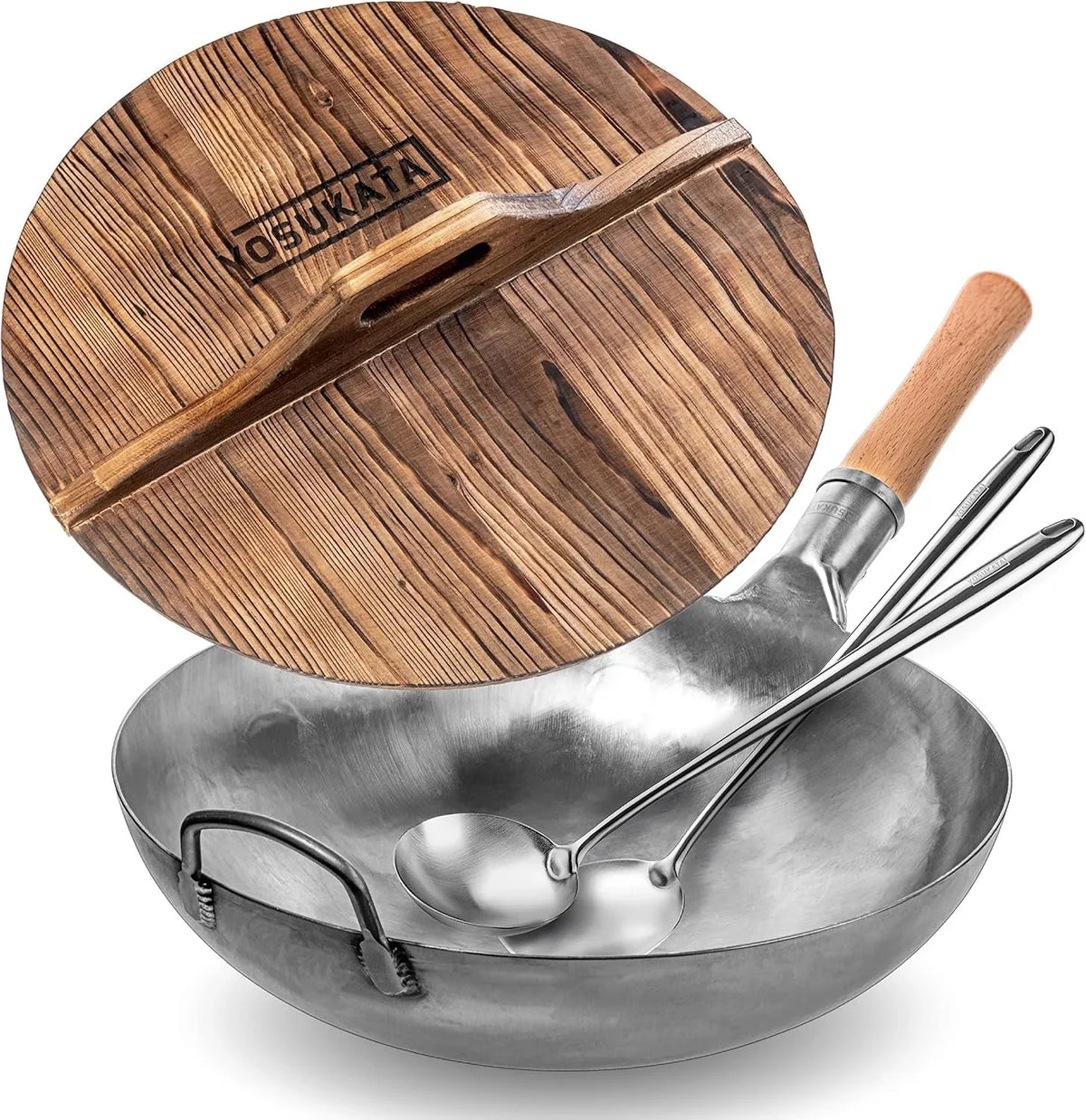 silver-round-bottom-wok-14-in-17-spatula-and-ladle-premium-wok-cover-14-inch-pan-lid