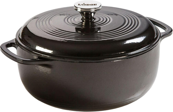 Essential Enamel Cast Iron Dutch Oven, 6 Quart, Midnight Chrome | Ideal for Bread Baking, Braising, Marinating & Slow Cooking, Features Moisture-Sealing Lid & Dual Handles1