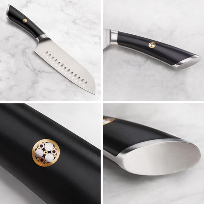 ELBERT Series German Steel Forged 7" Santoku Knife (Black)3