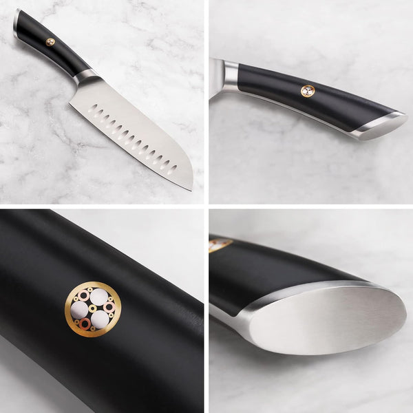 ELBERT Series German Steel Forged 7" Santoku Knife (Black)3
