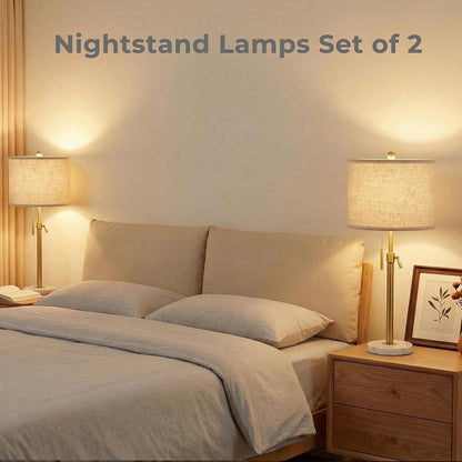 Gold Table Lamps Set of 2, 22" to 30" Adjustable Nightstand Lamps for Bedroom, Dimmable End Table Lamps for Living Room Console Entry Farmhouse Home Decor, New House Warming Gifts2