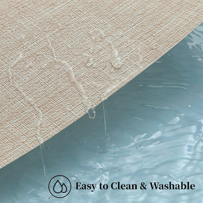 Beige Placemats Set of 4 - Heat-Resistant, Non-Slip Table Mats, Washable Woven Vinyl for Indoor & Outdoor Dining5