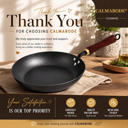 10.5" Hand Hammered Carbon Steel Skillet for Searing | Uncoated Surface; Removable Handle for Oven Use, Smoother Food Release with Seasoning, and Compatibility with All Stovetops.8
