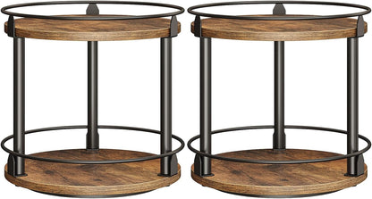 Spice Rack, Set of 2 Lazy Susan Organizer, 2-Tier Turntable Organizer, Rotating Spice Rack Organizer for Cabinet, Compact and Versatile, for Kitchen Countertop, Rustic Brown SR22L2BR1