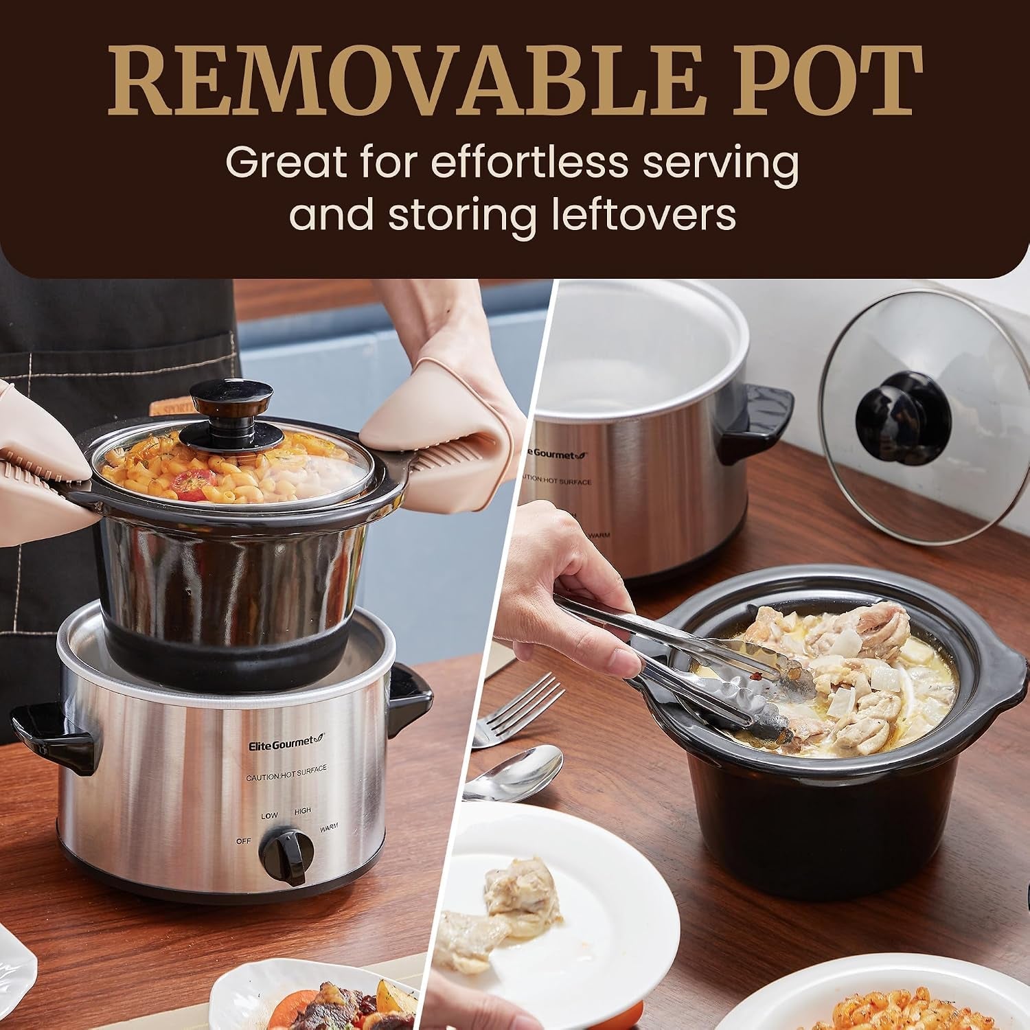 maxi-matic-mst-250xs-electric-ceramic-slow-cooker-1-5-qt-stainless-steel-adjustable-temp-dishwasher-safe-glass-lid-crock-great-for-entrees-sauces-stews-dips