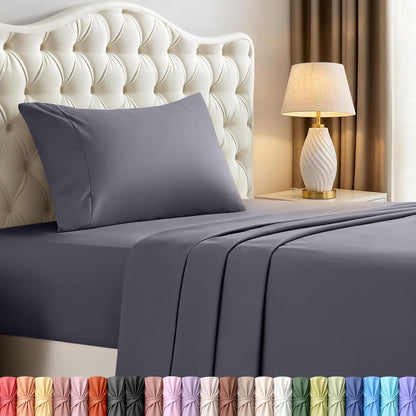 Twin Sheets Set, 3 Pieces 16" Deep Pocket Hotel Luxury Bed Sheets, Grey1
