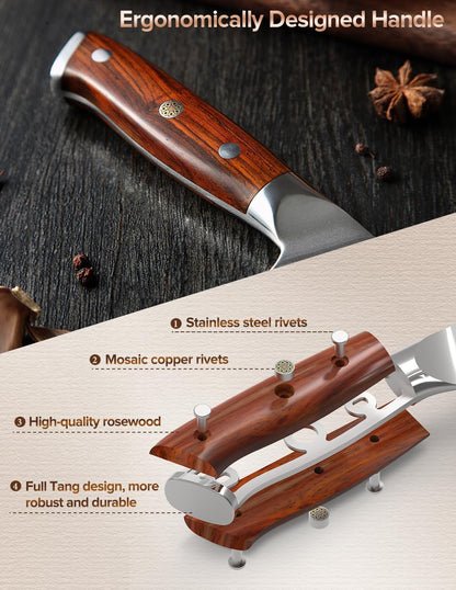 Chef Knife 8.3 Inch, VG-10 Super Stainless Steel Gyuto Knife for Professional Chefs and Home Cooking, Ultra Sharp Kitchen Knife with Rosewood Handle - Yu Series5