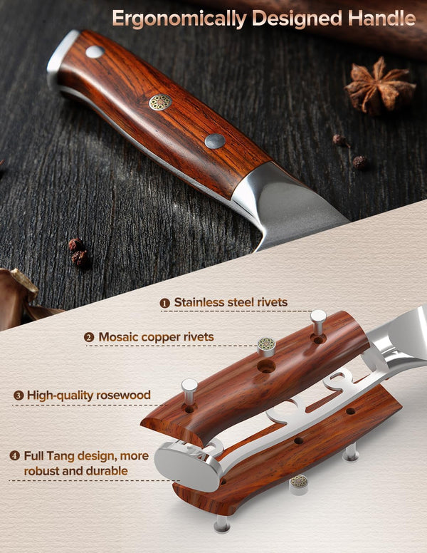 Chef Knife 8.3 Inch, VG-10 Super Stainless Steel Gyuto Knife for Professional Chefs and Home Cooking, Ultra Sharp Kitchen Knife with Rosewood Handle - Yu Series5