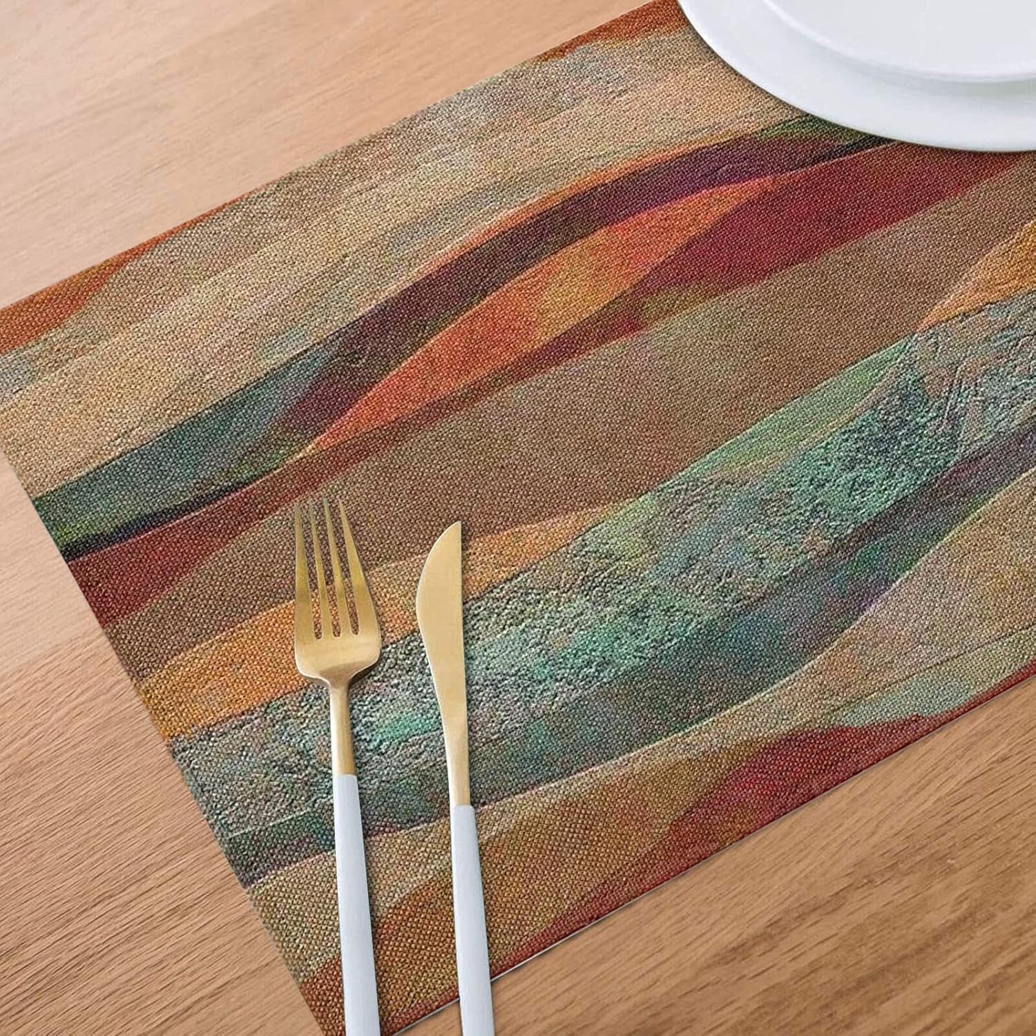 placemats-set-of-6-southwest-turquoise-arizona-stripes-placemats-travertine-sandstone-dining-table-placemats-washable-wipeable-linen-cloth-fabric-place-mat-farmhouse-holiday-party-kitchen-decor