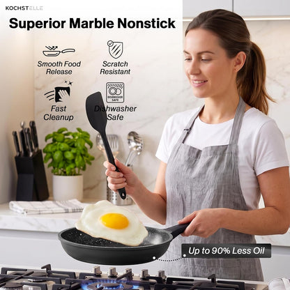 13Pcs Pots and Pans Set Nonstick, Marble Ceramic Coating Induction Cookware Set, Non Stick Kitchen Cooking Set with Frying Pans, Silicone Handles, Saucepans & Utensils, PFOA & PFOS Free4