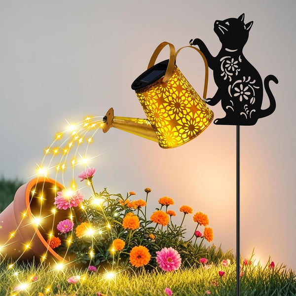 Solar Garden Lights Outdoor Decor, Cat Watering Can Lights for Yard, 1 Pack1