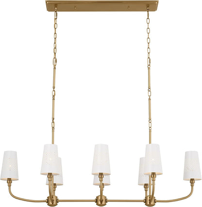 Adeena 8-Light Linear Chandelier Light, Brushed Natural Brass2