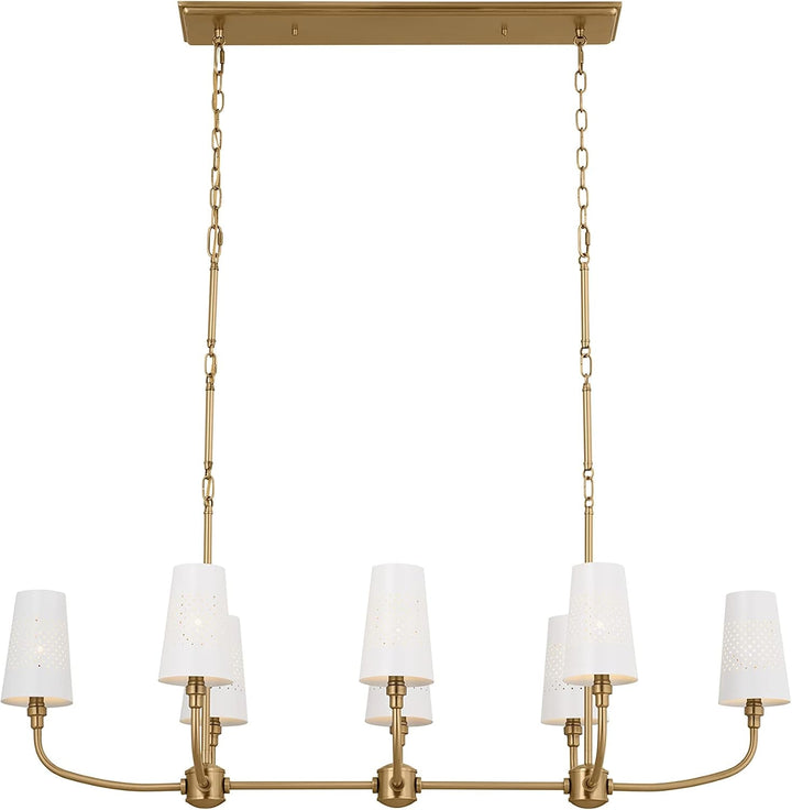Adeena 8-Light Linear Chandelier Light, Brushed Natural Brass+2
