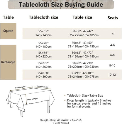 Rustic Waterproof Linen Tablecloth, Heavy Weight Beige Embroidery Table Cloths for Rectangle Tables, Burlap Farmhouse Table Covers (Coffee Leaves, 55''X 70'')6