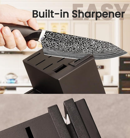 Knife Set, 15 Pieces Kitchen Knife Set with Built in Sharpener, High Carbon German Stainless Steel Knife Block Set, Dishwasher Safe, Fathers Day Gift for Men4