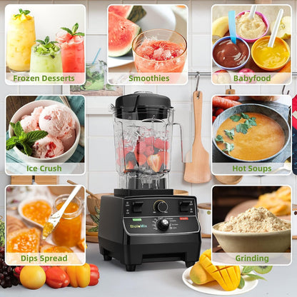 Professional Smoothie Blender, Countertop Blender Commercial | 2200W High Power with 68Oz Pitcher, Smart Presets,Blenders for Kitchen for Ice, Soup,Frozen Dessert with 1 Juice Bottle2