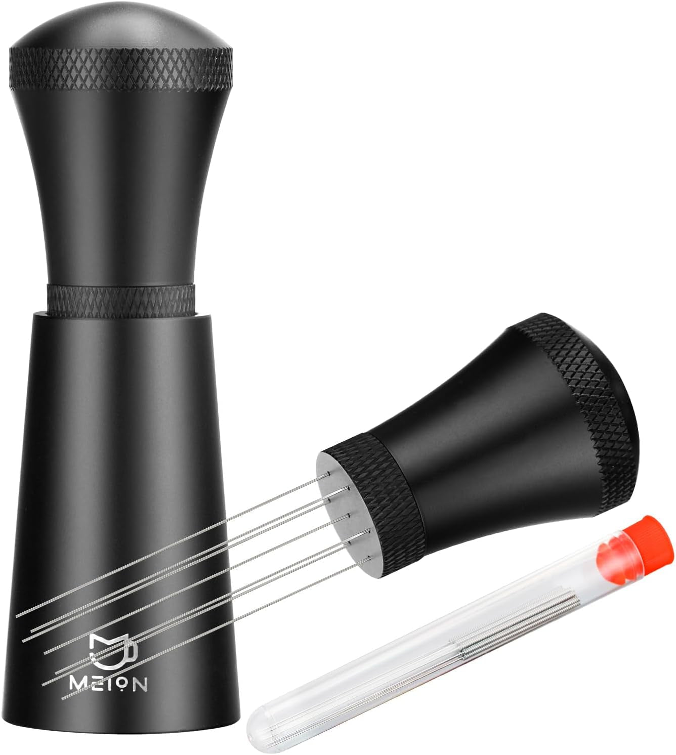 wdt-espresso-distribution-tool-espresso-stirrer-tools-for-barista-0-35mm-7-needles-espresso-coffee-stirrer-with-extra-7-replaceable-needles-aluminum-alloy-handle-with-stand-black